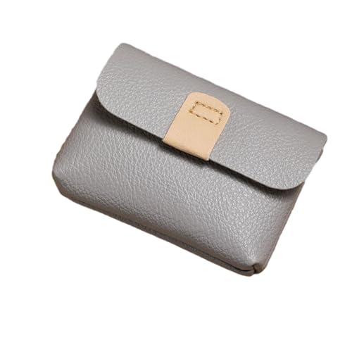 VALINK Damen PU Leder Mini Coin Pouch, Kleine Münzbörse Schnappverschluss, Münzbörse Kreditkartenetui Mini Wallet Coin Pouch, grau von Valink