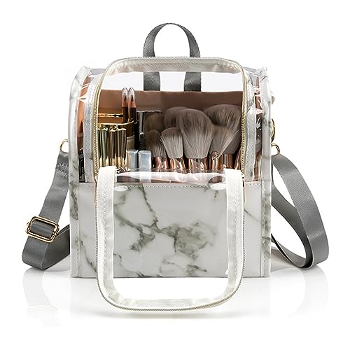 VALINK Make-up-Pinsel-Tasche, Organizer, Kosmetiktasche, wasserdicht, staubdicht, mit Schultergurt und verstellbarer Trennwand (21,1 x 10,9 x 22,9 cm), weiß von Valink