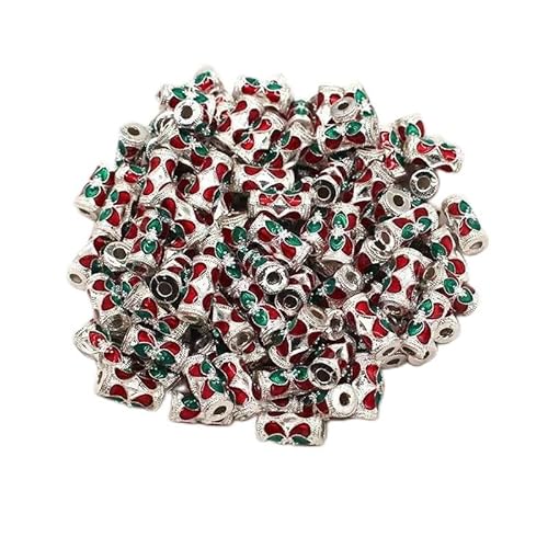 VALISS Exquisite handgefertigte Perlen, Loch aus Legierung 2.0 Cloisonné, langes Rohr, Perlentrenner, Würfel, Perlenzubehör, Perlentrenner. (Stil: 4, 20 Stück) von VALISS