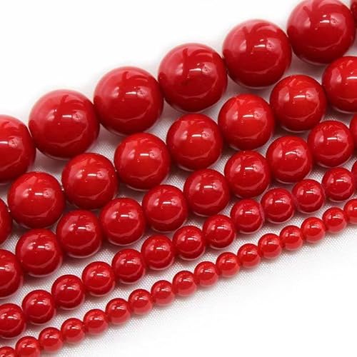 VALISS Exquisite handgefertigte Perlen, rote Korallensteinperlen, DIY-Armband, Perlen, ethnisches Windarmband, weibliche Halskette, Zubehör (Stil : 10 mm, 38 Stück) von VALISS