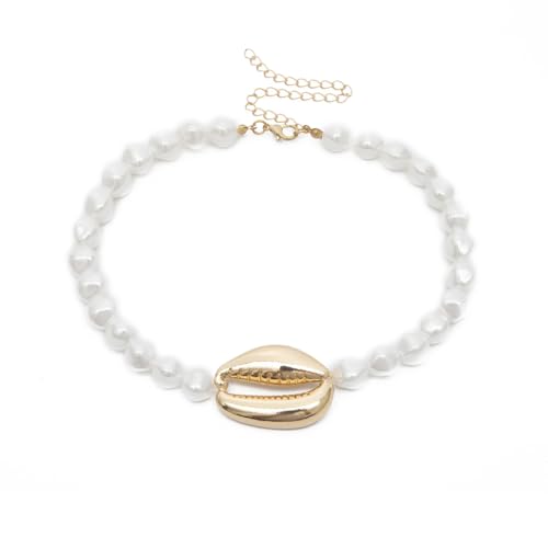 VALKEM Accessoires für Damen und Herren Perlenkette, feminine vielseitige Perlenkette mit großer Muschel Hochzeitstag Weihnachtsgeburtstagsgeschenk von VALKEM