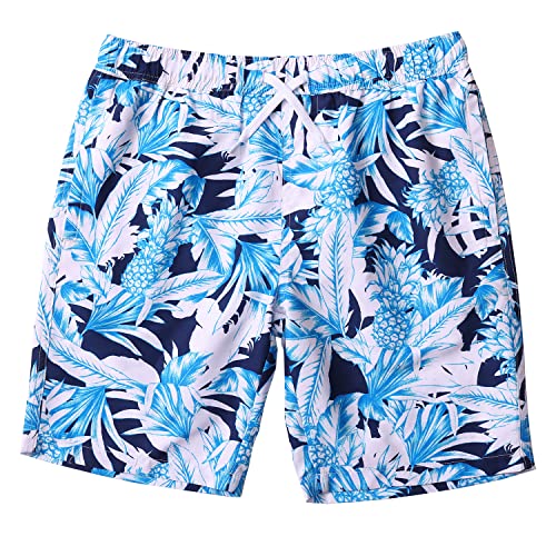 VALPEAKER Herren Badeshorts, Bedruckt Boardshorts für Männer mit Kordelzug, Schnelltrocknend mit Mesh-Futter Strandshorts Kurze Hose für Surf Schwimmen Strand(Weiß,L) von VALPEAKER