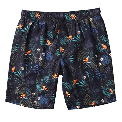 VALPEAKER Herren Badeshorts, Bedruckt Boardshorts für Männer mit Kordelzug, Schnelltrocknend mit Mesh-Futter Strandshorts Kurze Hose für Surf Schwimmen Strand (schwarz,M) von VALPEAKER