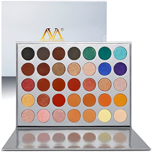 Lidschatten Palette Matt Bunt,Valuemakers Eyeshadow Palette Creme Hochpigmentierte,Paletten Lidschatten Grün Rot Gold Rosa Nudetöne Gelber Blau,Vegan Schimmer Liedschattenpalette 35 Farben Set von Afflano