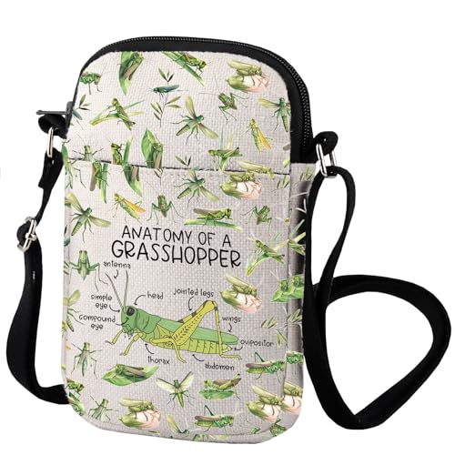Grasshopper The Anatomy Of A Bug Animal Lovers Crossbody Bag Nature Study Gift Entomology Gift, Grasshopper von VAMSII