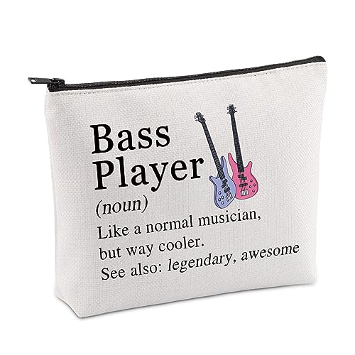 VAMSII Bassisten-Geschenke für Frauen, Bassspieler, Definition, Make-up-Tasche, Bassisten, Geschenke für Bassliebhaber, Bassmusiker, Reißverschlusstasche, Beige, Neu von VAMSII