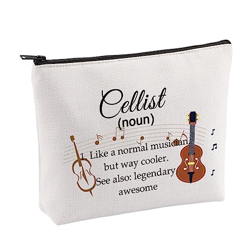 VAMSII Cellist Gifts Cosmetic Makeup Bag Cello Players Gifts for Cello Lovers Recital Gift for Cellist Definition Travel Zipper Bag, Canvas, Tragbar von VAMSII