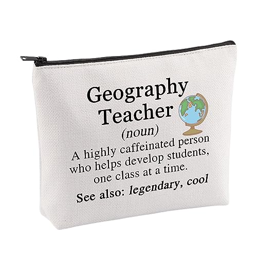 VAMSII Geographie Lehrer Geschenk Geographie Lehrer Definition Make-up Tasche Lehrer Wertschätzung Geschenke Karte Liebhaber Geschenk Reißverschlusstasche, Beige, Neu von VAMSII