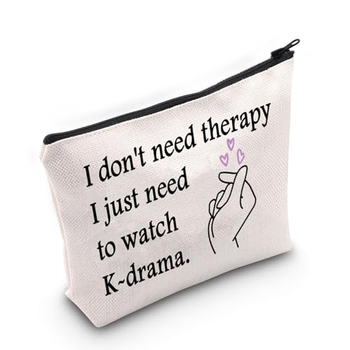 VAMSII K-Drama Geschenke für Frauen K-Drama Make-up-Tasche Koreanisches Drama Fan Geschenke für K-Drama Liebhaber Reißverschlusstasche Tasche K-Drama Merch, Beige, Tragbar von VAMSII