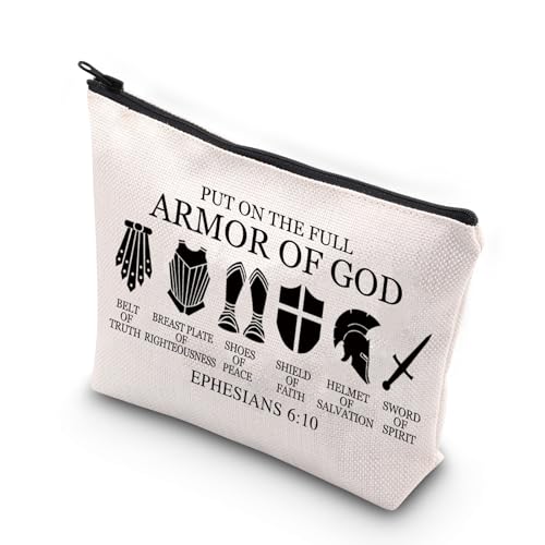 VAMSII Kosmetiktasche mit Aufschrift "Armor Of God", christliches Geschenk, Epheser 6:10, Bibelvers, Kosmetiktasche, religiöses Geschenk für Frauen, Rüstung Gottes von VAMSII