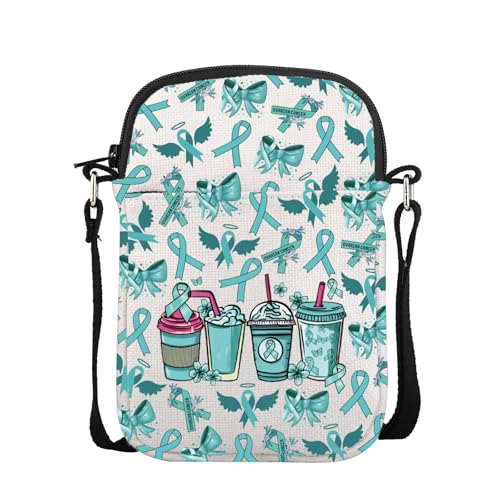 VAMSII Ovarian Cancer Bewusstseinsgeschenke Blaugrün Band Survivor Crossbody Bag Ovarian Syndrom Bewusstsein Geschenke, Usovariancrossbody VAMSII Ovarian Cancer Bewusstseinsgeschenke Blaugrün Band Survivor Crossbody Bag Ovarian Syndrom Bewusstsein Geschenke, Usovariancrossbody von VAMSII