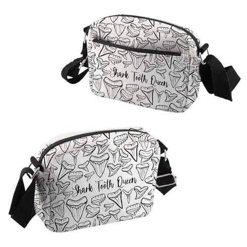 VAMSII Sh-ark Teeth Design Geschenk Sh-ark Tooth Queen Crossbody Bag Fossil Hunter Reisetasche Sh-ark Teeth Lover Merch, Shark Tooth Queen B C von VAMSII