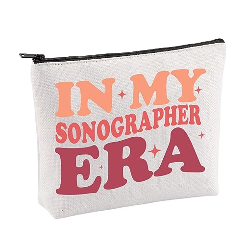 VAMSII Sonographer Geschenke für Frauen Sonographer Make-up-Tasche Sonographie Tech Geschenke Radiologen Abschluss Geschenke In My Sonographer Era, Beige von VAMSII