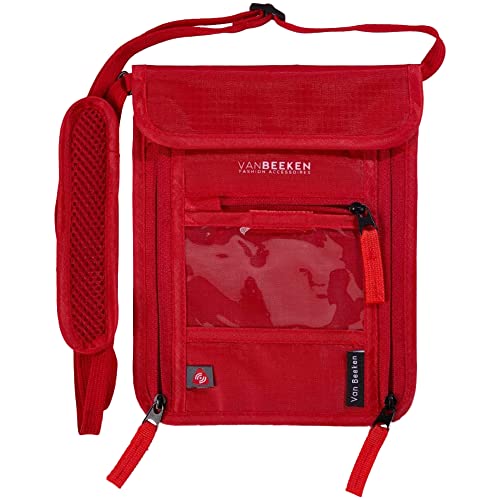 VAN BEEKEN Brustbeutel Herren, Brusttasche Damen, Portemonnaie Jungen Teenager, Brustbeutel Mädchen, Reisepass Organizer, Brustbeutel Kinder, Reisezubehör, Reisegeldbeutel mit RFID 16 x 20 cm von VAN BEEKEN