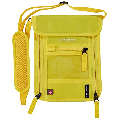 VAN BEEKEN Brustbeutel Herren, Brusttasche Damen, Portemonnaie Jungen Teenager, Brustbeutel Mädchen, Reisepass Organizer, Brustbeutel Kinder, Reisezubehör, Reisegeldbeutel mit RFID 16 x 20 cm von VAN BEEKEN