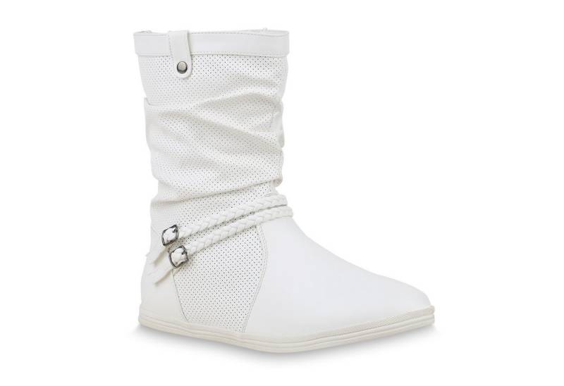 VAN HILL 70991 Schlupfstiefel Damen Schlupfstiefel Sportliche Stiefel Leder-Optik Boots Schnalle von VAN HILL