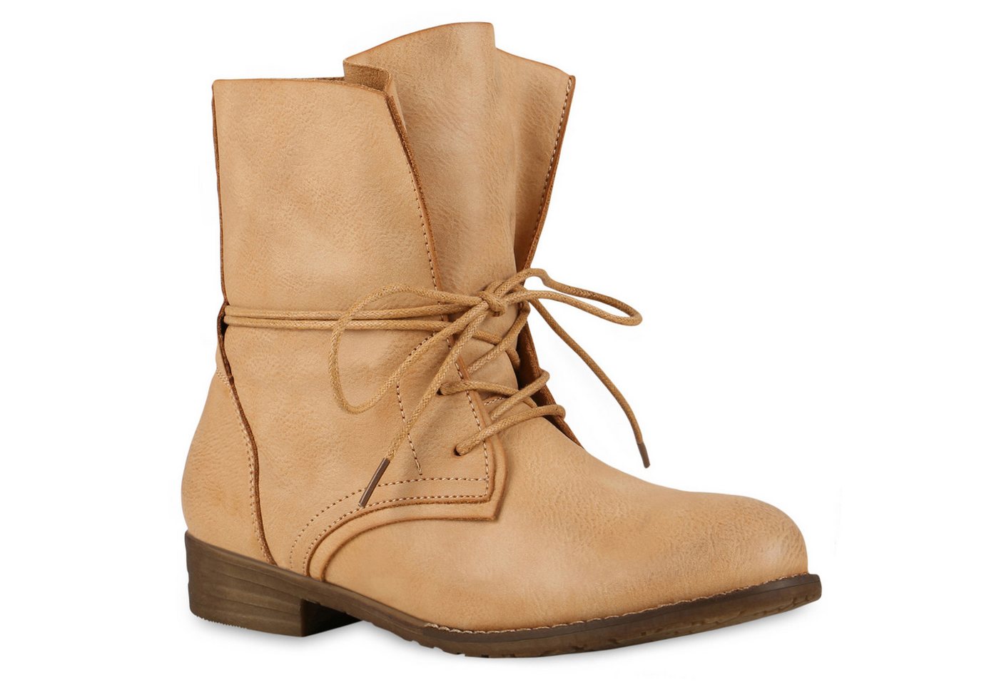 VAN HILL 71380 Schnürstiefelette Damen Stiefeletten Schnürstiefeletten Leder-Optik Boots Basic von VAN HILL