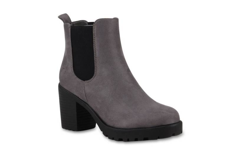 VAN HILL 76870 Chelseaboots Damen Stiefeletten Chelsea Boots Profilsohle 70?s von VAN HILL