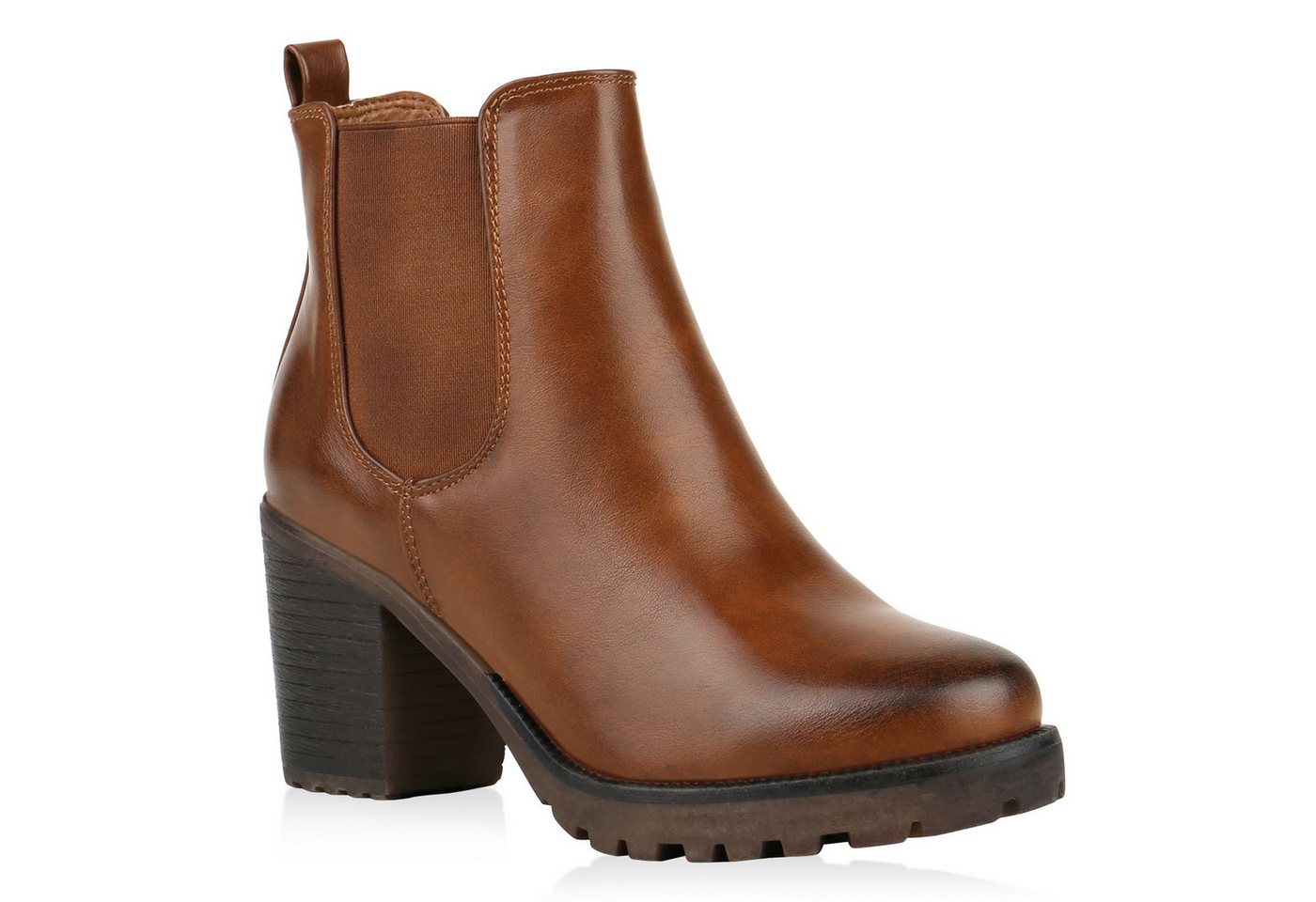 VAN HILL 77276 Chelseaboots Damen Chelsea Boots Leicht Gefütterte Stiefeletten Plateau von VAN HILL
