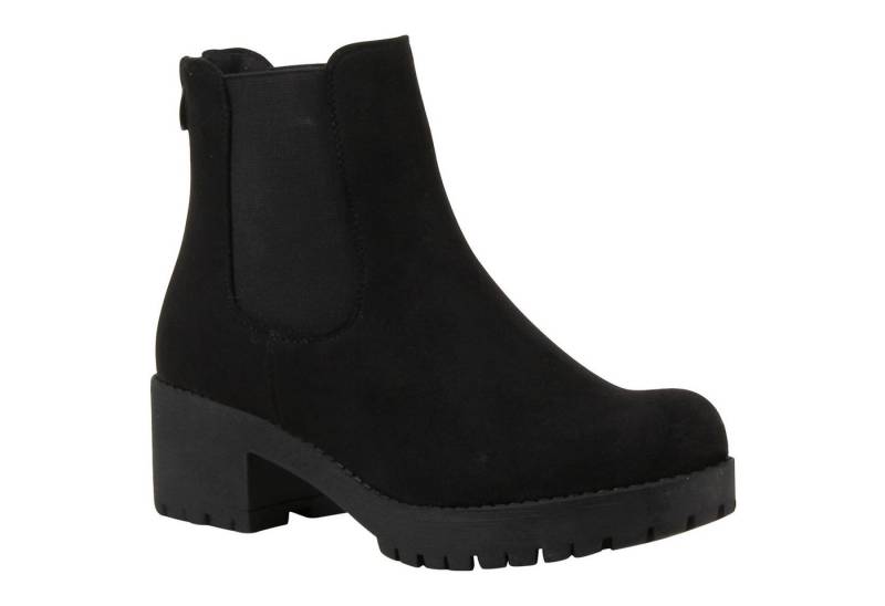 VAN HILL 79970 Chelseaboots Damen Chelsea Boots Blockabsatz Plateau Stiefeletten Leder-Optik von VAN HILL