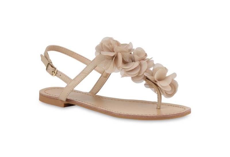 VAN HILL 810035 Zehentrenner Modische Damen Sandalen Blumen Zehentrenner Sommer von VAN HILL