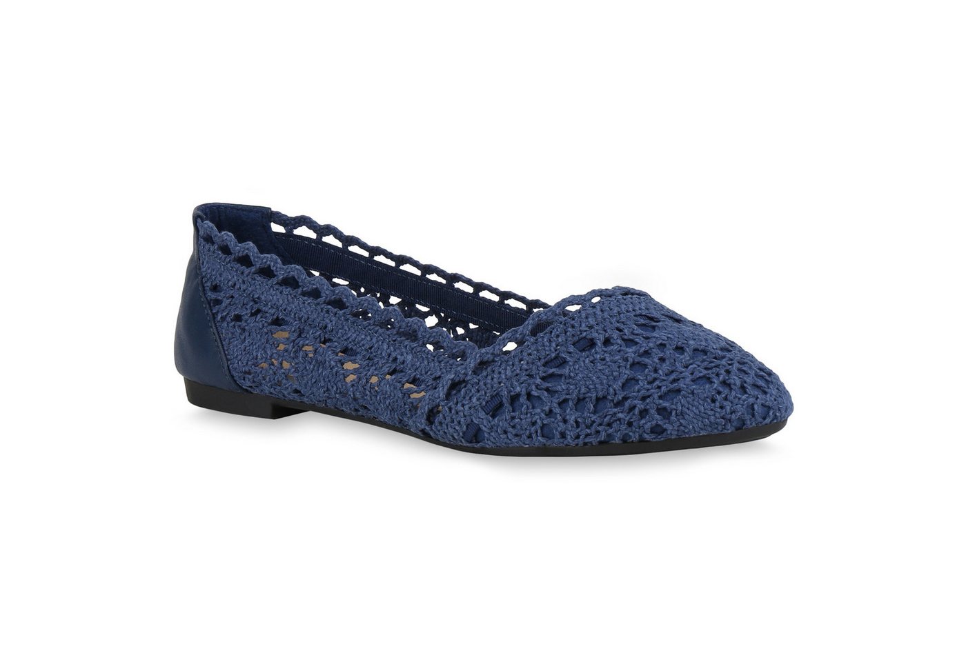 VAN HILL 810414 Ballerina Klassische Bequeme Damen Ballerinas Spitze Flats Häkeloptik von VAN HILL