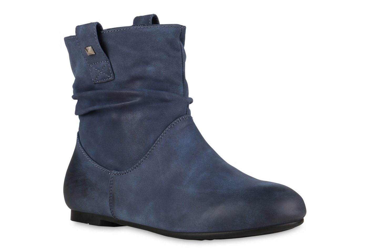 VAN HILL 811678 Schlupfboots Gefütterte Damen Schlupfstiefel Nieten Stiefeletten Leder-Optik von VAN HILL