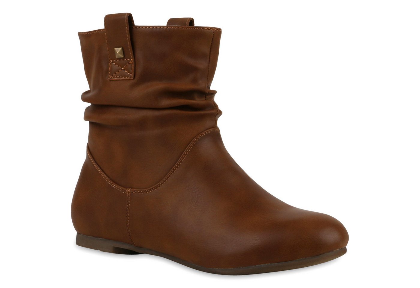 VAN HILL 811678 Schlupfboots Gefütterte Damen Schlupfstiefel Nieten Stiefeletten Leder-Optik von VAN HILL