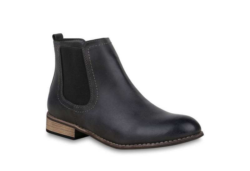VAN HILL 811822 Chelseaboots Gefütterte Damen Chelsea Boots Leder-Optik Stiefeletten von VAN HILL