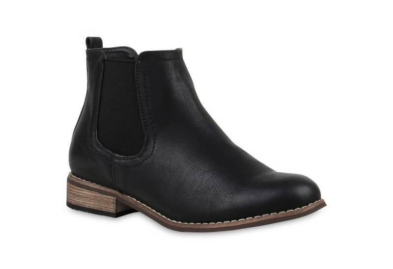 VAN HILL 811822 Chelseaboots Gefütterte Damen Chelsea Boots Leder-Optik Stiefeletten von VAN HILL