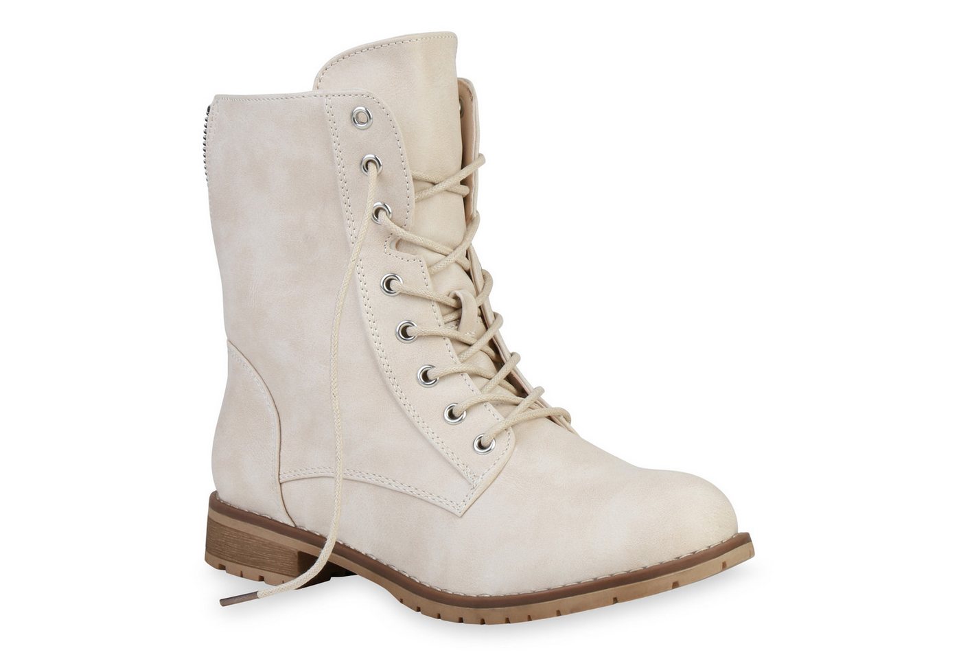 VAN HILL 812022 Schnürstiefelette Damen Schnürstiefeletten Profil Sohle Stiefeletten Leder-Optik von VAN HILL