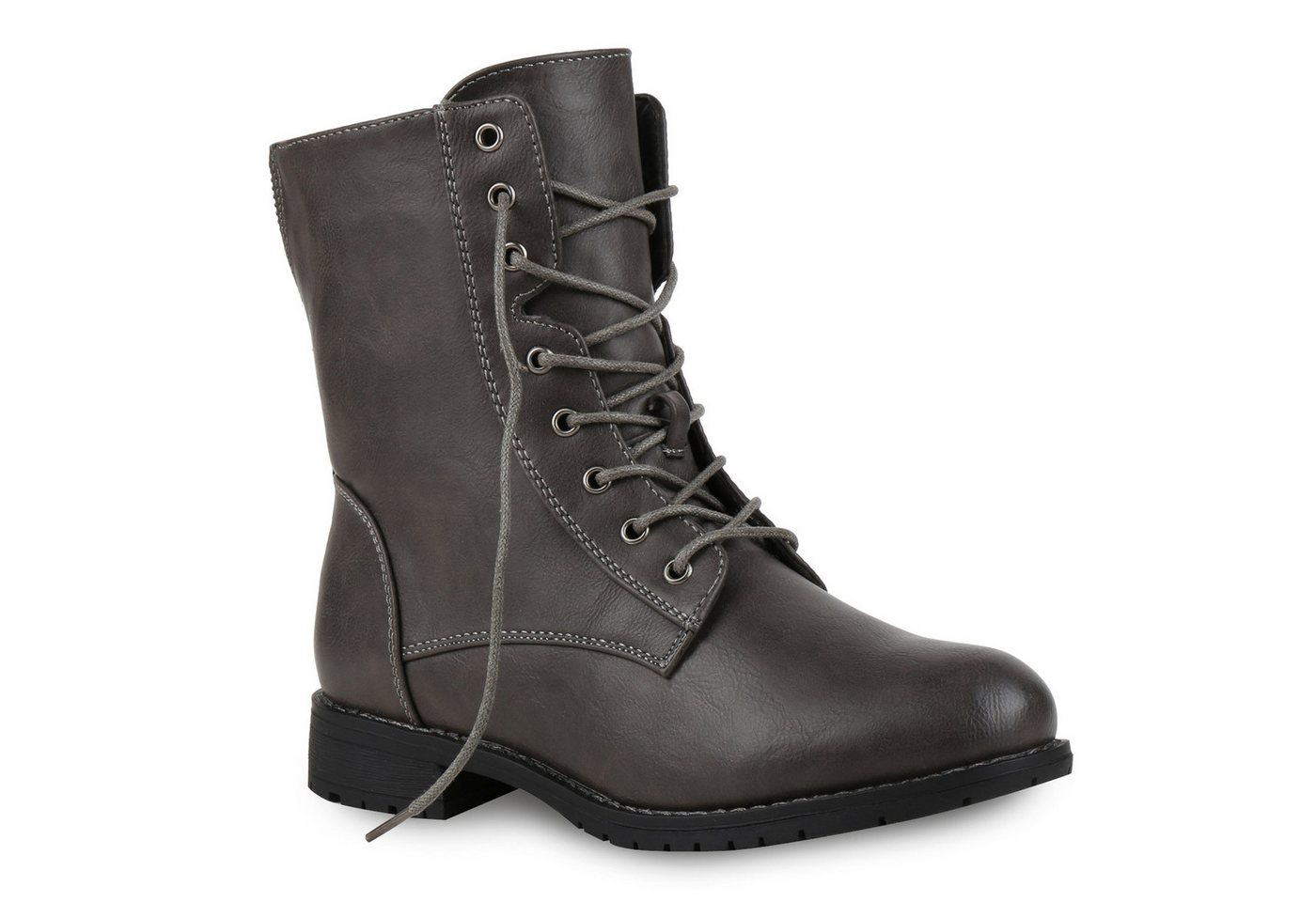 VAN HILL 812022 Schnürstiefelette Damen Schnürstiefeletten Profil Sohle Stiefeletten Leder-Optik von VAN HILL