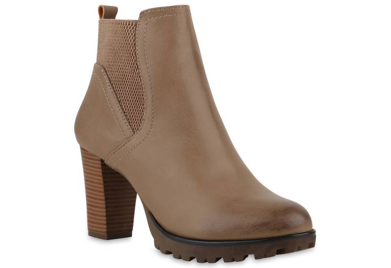 VAN HILL 812569 Chelseaboots Gefütterte Chelsea Boots Damen Block Absatz Stiefeletten von VAN HILL