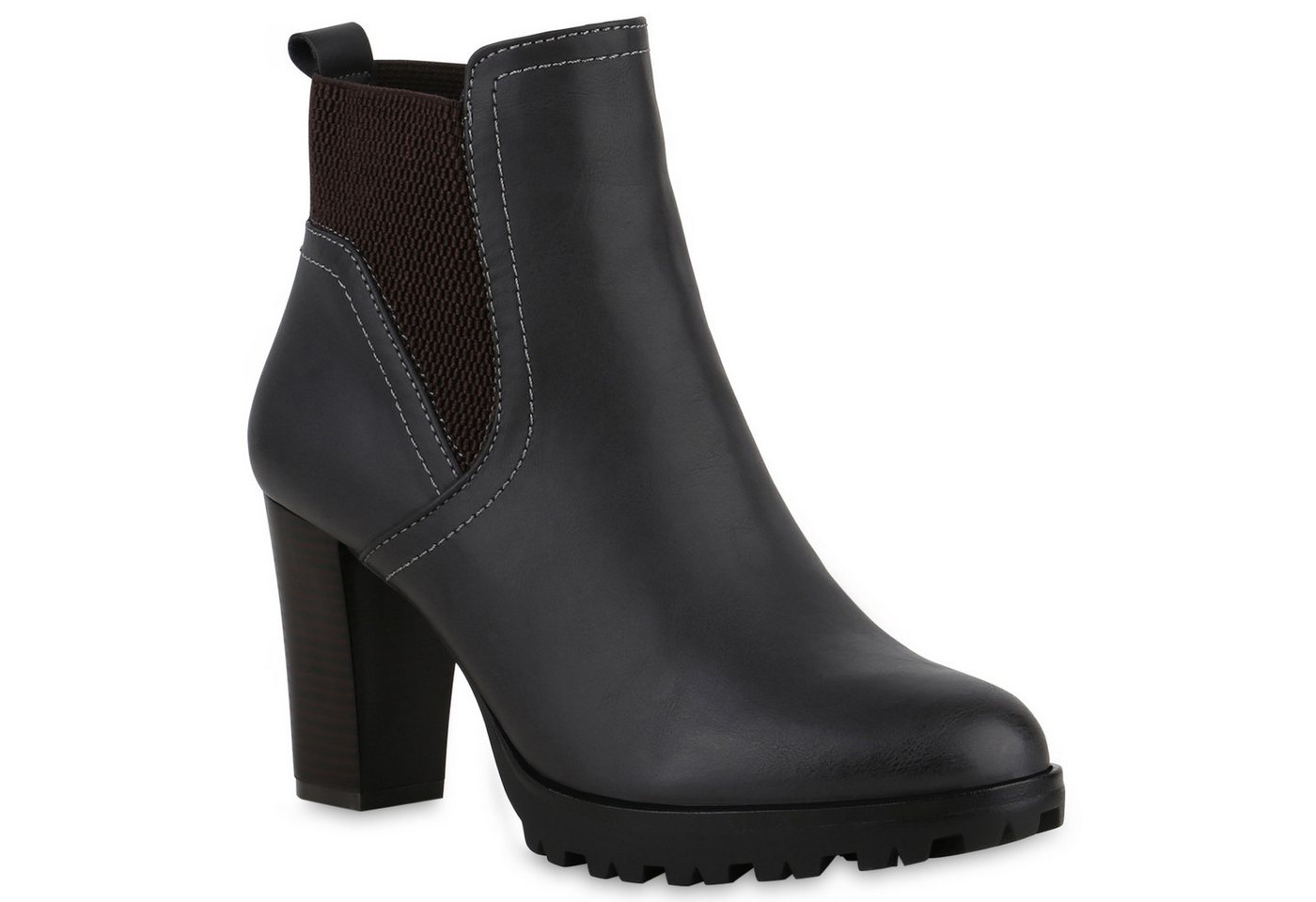 VAN HILL 812569 Chelseaboots Gefütterte Chelsea Boots Damen Block Absatz Stiefeletten von VAN HILL