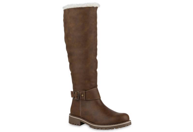 VAN HILL 813736 Stiefel Warm Gefütterte Damen Stiefel Biker Boots Winter Bikerstiefel von VAN HILL