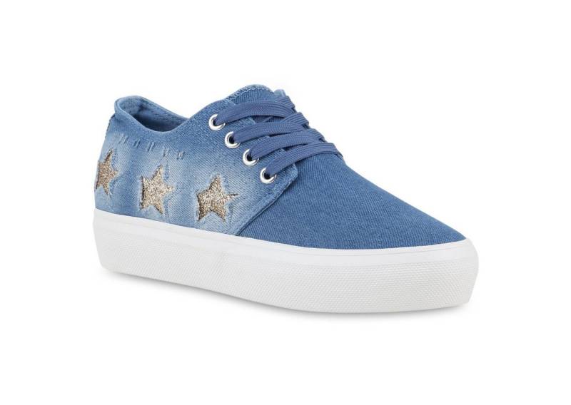 VAN HILL 816205 Plateausneaker Damen Denim Plateau Sneaker Metallic Sterne Glitzer Used Look VAN HILL 816205 Plateausneaker Damen Denim Plateau Sneaker Metallic Sterne Glitzer Used Look von VAN HILL