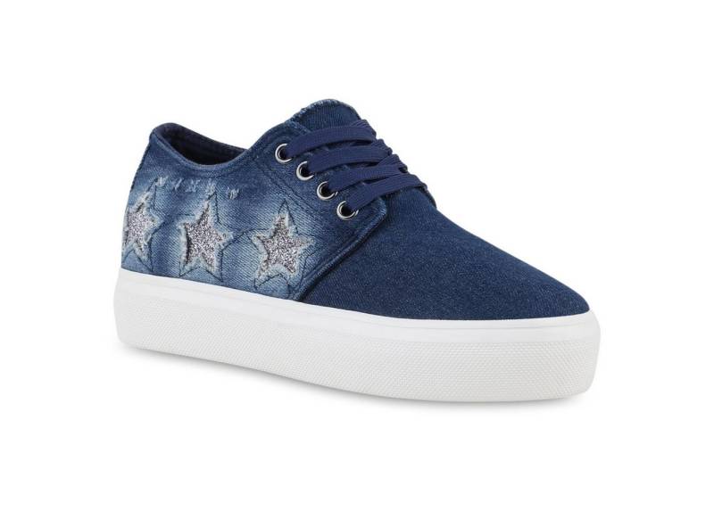 VAN HILL 816205 Plateausneaker Damen Denim Plateau Sneaker Metallic Sterne Glitzer Used Look VAN HILL 816205 Plateausneaker Damen Denim Plateau Sneaker Metallic Sterne Glitzer Used Look von VAN HILL