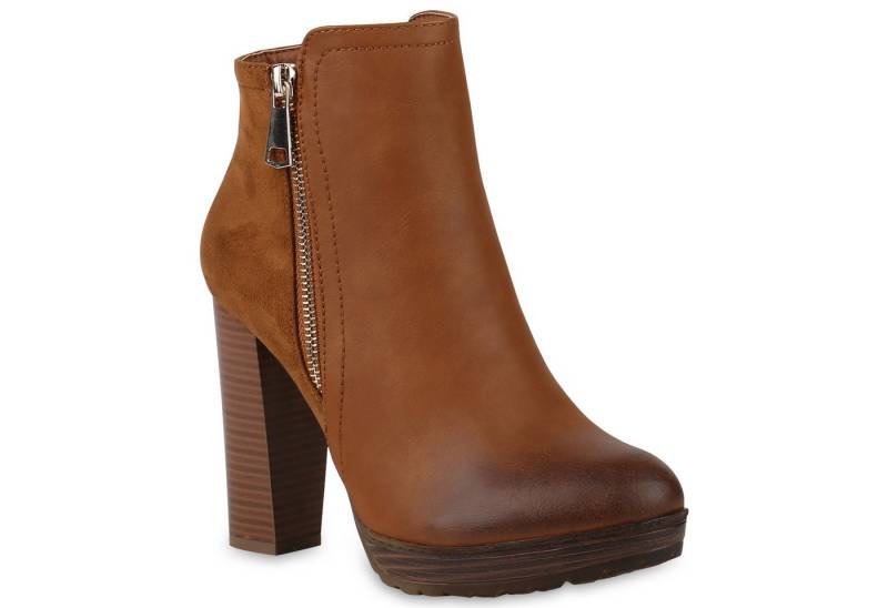 VAN HILL 818507 Plateaustiefelette Damen Stiefeletten Plateau-Boots Zipper Holzoptikabsatz VAN HILL 818507 Plateaustiefelette Damen Stiefeletten Plateau-Boots Zipper Holzoptikabsatz von VAN HILL