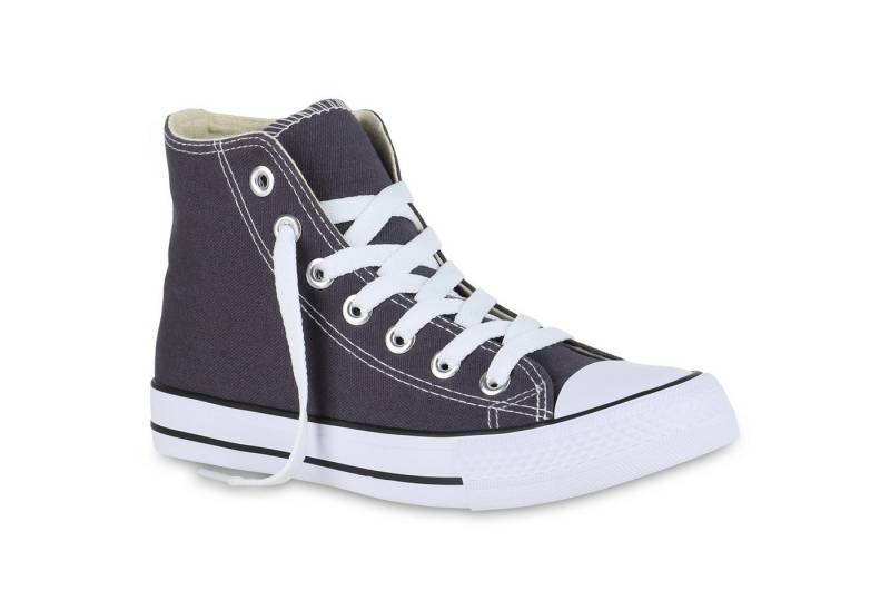 VAN HILL 826091 Sneaker Damen Sneaker High Basic Canvas Turnschuhe Schnürer Freizeitschuhe von VAN HILL