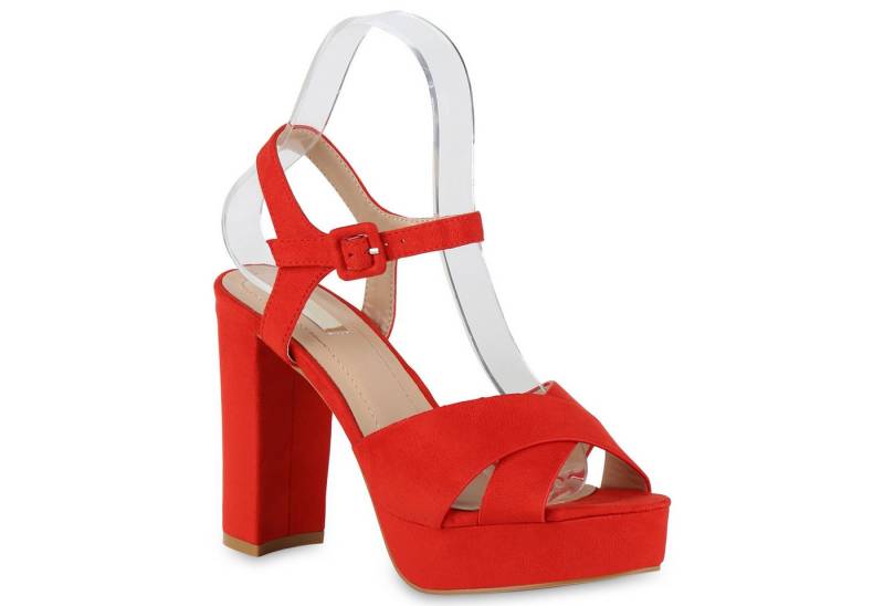 VAN HILL 826159 Plateausandaletten Damen Plateau Sandaletten Blockabsatz Party High Heels von VAN HILL