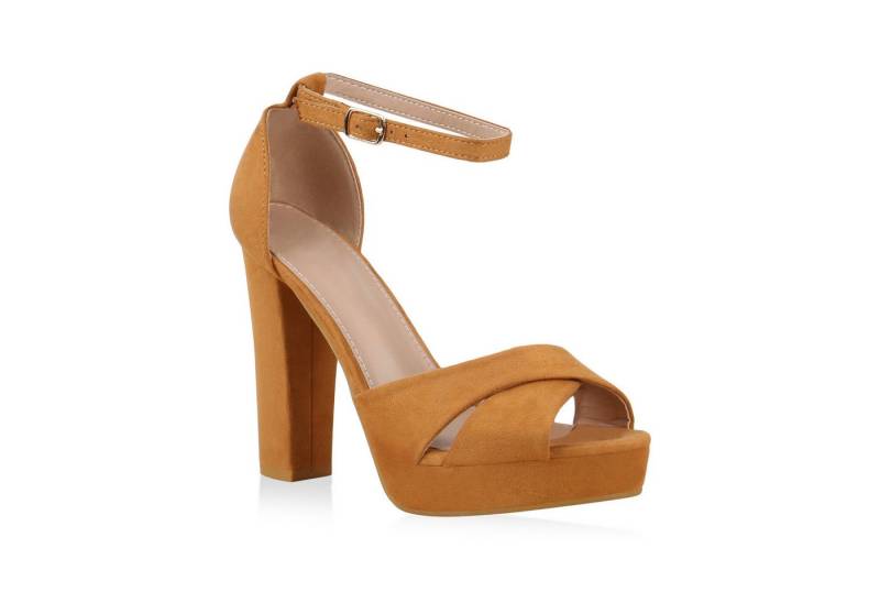 VAN HILL 830733 Plateausandaletten Damen Plateau Sandaletten Blockabsatz Party High Heels von VAN HILL