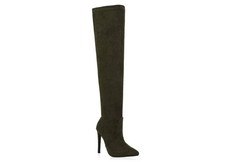 VAN HILL 832627 Overkneestiefel Damen Stiefel Overknees Stiletto High Heels Boots Absatzschuhe von VAN HILL