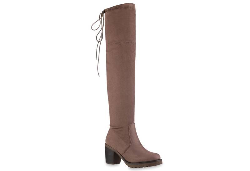 VAN HILL 833657 Overkneestiefel Damen Overknees Leicht Gefütterte Stiefel Wildleder-Optik Boots von VAN HILL