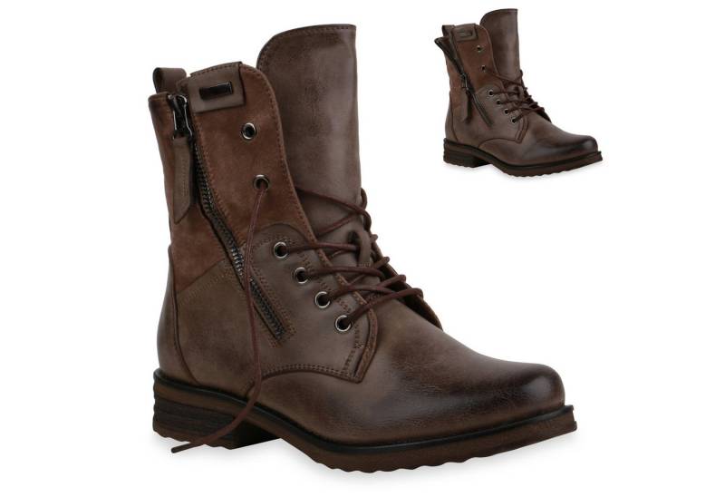 VAN HILL 835417 Schnürstiefelette Damen Schnürstiefeletten Leicht Gefüttert Blockabsatz Stiefeletten von VAN HILL