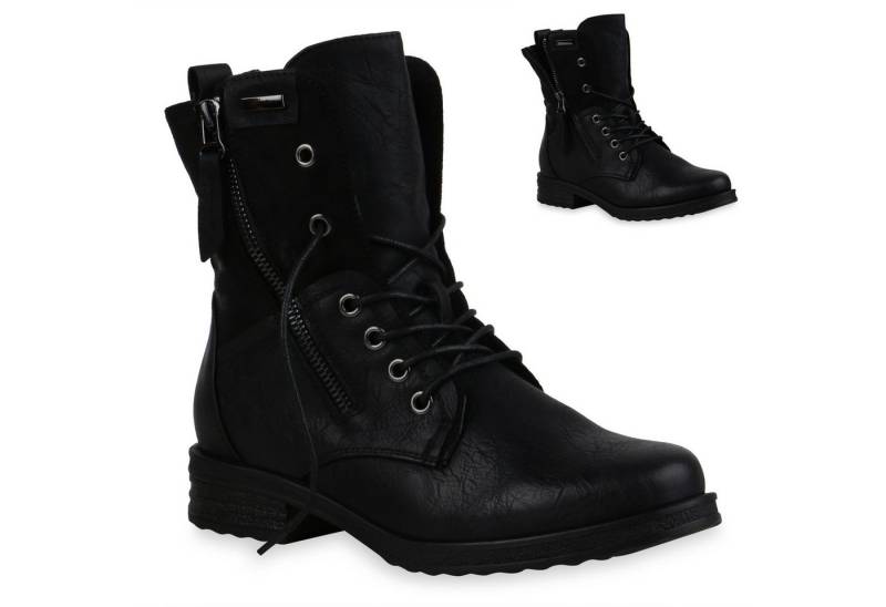 VAN HILL 835417 Schnürstiefelette Damen Schnürstiefeletten Leicht Gefüttert Blockabsatz Stiefeletten von VAN HILL