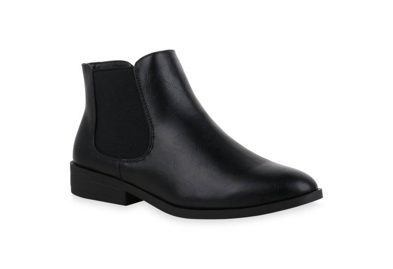VAN HILL 835613 Chelseaboots Damen Stiefeletten Chelsea Boots Blockabsatz Kurzschaft- von VAN HILL