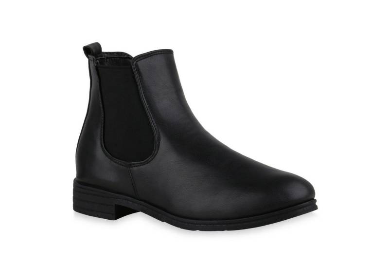 VAN HILL 835924 Chelseaboots Damen Stiefeletten Chelsea Boots Blockabsatz Basic Schlupf- von VAN HILL