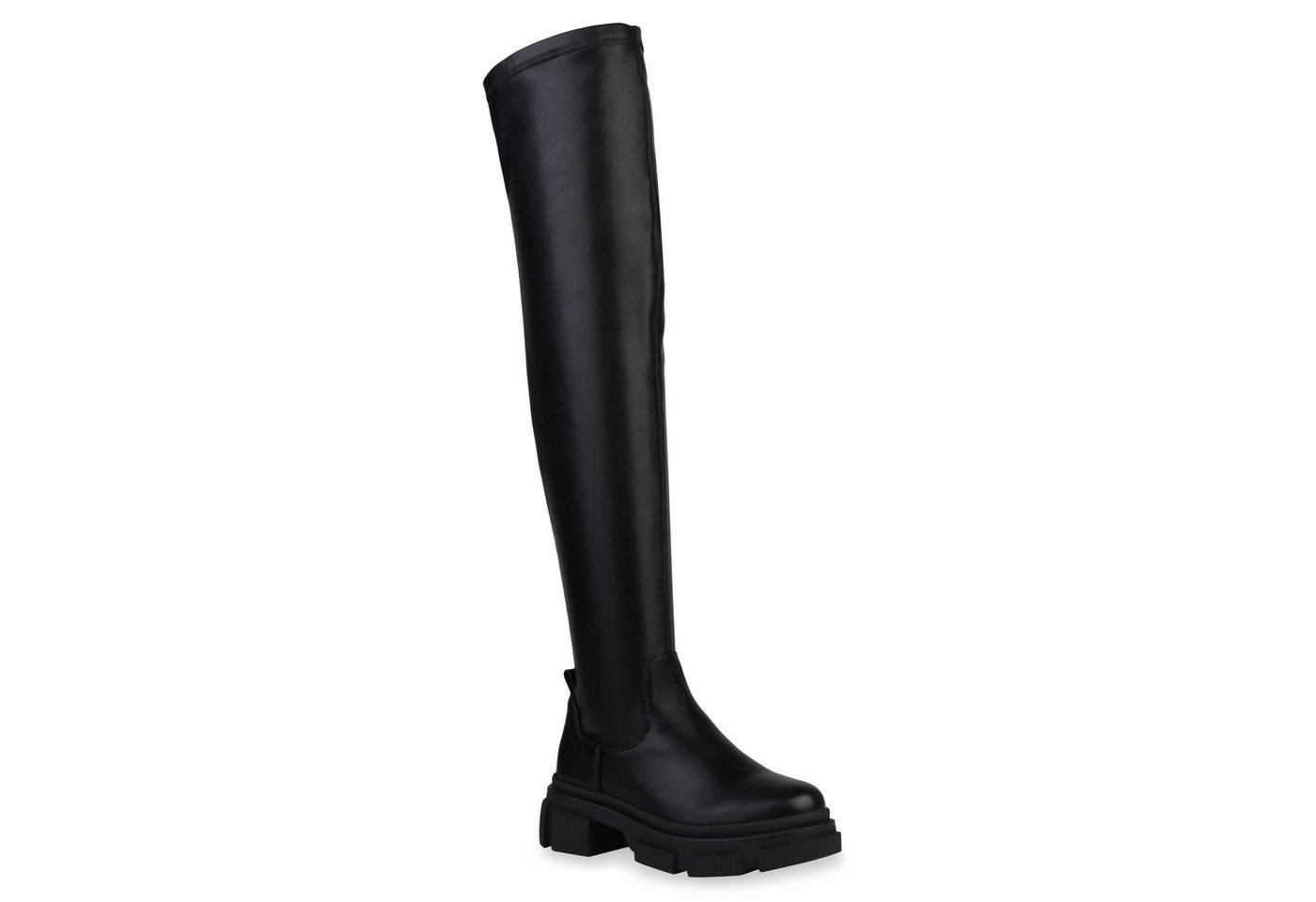 VAN HILL 835970 Overkneestiefel Damen Stiefel Leicht Gefütterte Overknees Profil-Sohle von VAN HILL
