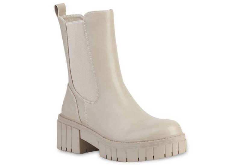 VAN HILL 837673 Plateaustiefelette Damen Stiefeletten Plateau Boots Stiefel Profil-Sohle von VAN HILL