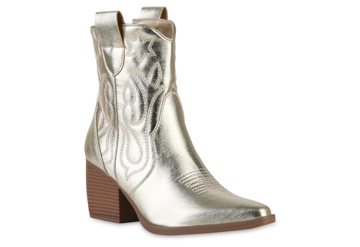 VAN HILL 837779 Cowboy Boots Damen Stiefeletten Cowboy Boots Trichterabsatz Stickereien von VAN HILL